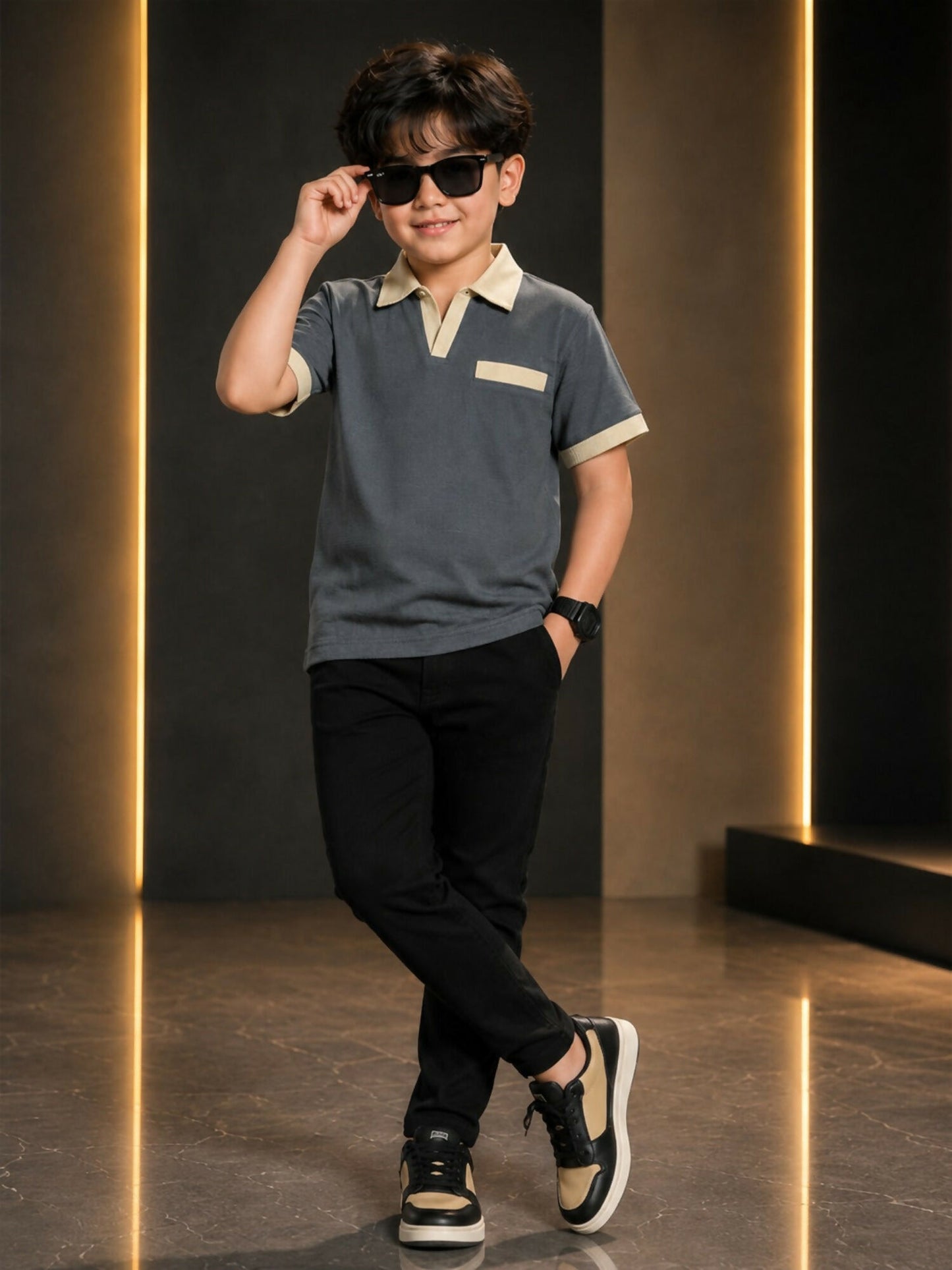 Velvour Boys Polyester Polo Shirt-VP27-C