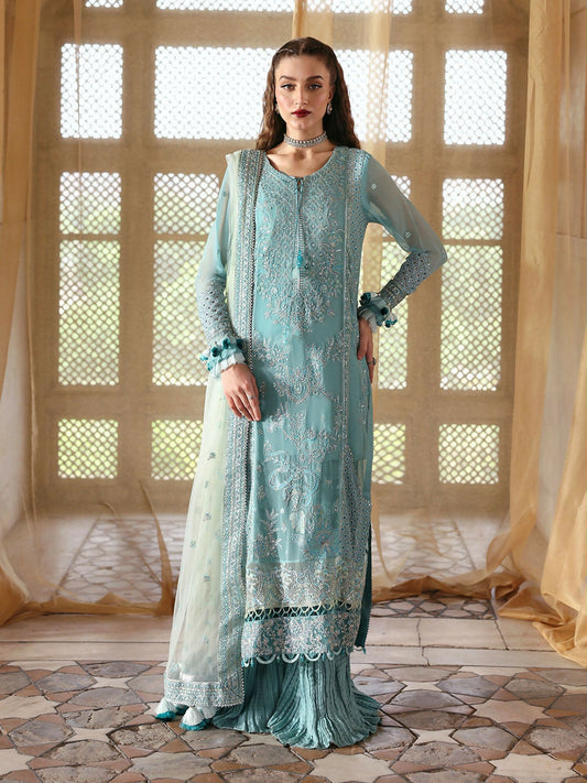 Ice Blue Parishay Jahanara Luxury (Formals) Chiffon Embroidered Unstitched 3-Peice Suit-JRA - 02