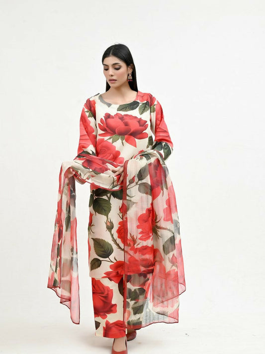Imran Aftab Valentine's Day Raw Silk Printed Unstitched 3-Piece Suit-IAVD 03