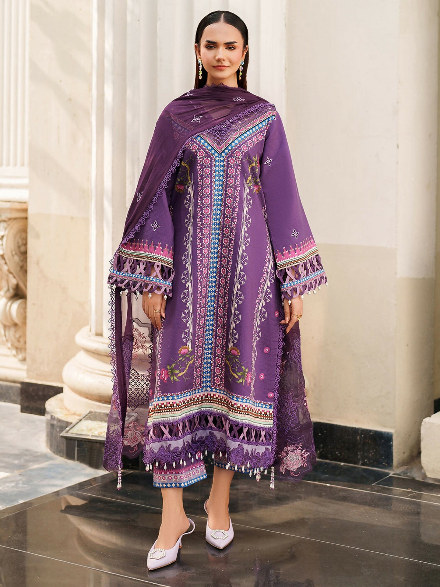 Parishay Ivy Bloom Viscose Embroidered Stitched 3-Piece Suit-IW-08