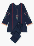 Velvour Girls Cotton Embroidered Stitched 2-Piece Suit-VG106-B