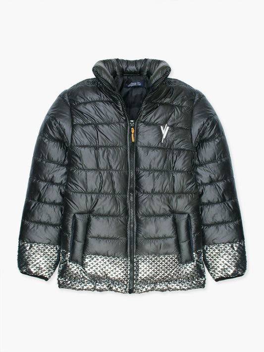 Black Velvour Puffer Jacket-VJ33-A