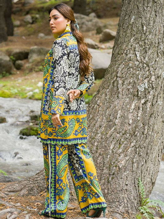 HU Studios Doriya Linen Printed Stitched 2-Piece Suit-Rang-e-Baharan