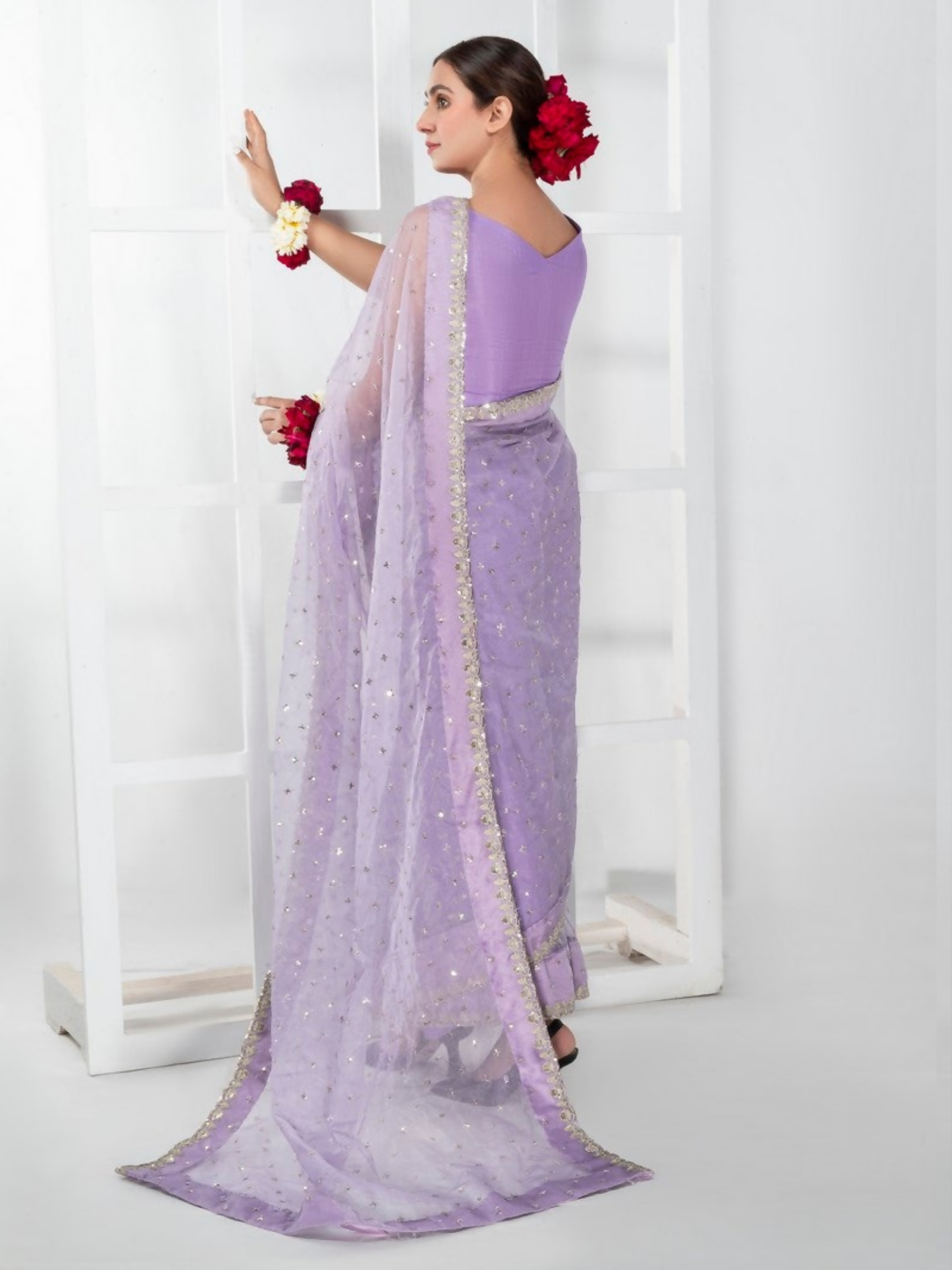 Imran Aftab Lux Winter Wedding Organza Embroidered Unstitched Saree-IASC-26