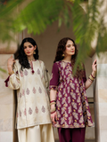 Cream Panache Apparel Noor Mahal Cotton Printed Stitched Suit-Razeen