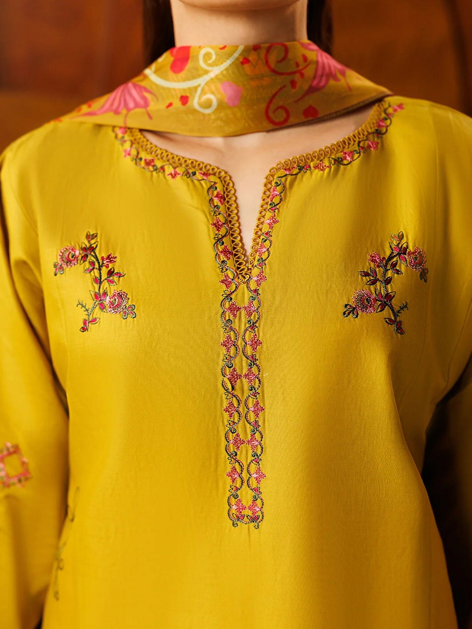 Panache Apparel Mistfall Ramadan Edit Cotton Embroidered Stitched Suit-Rosette
