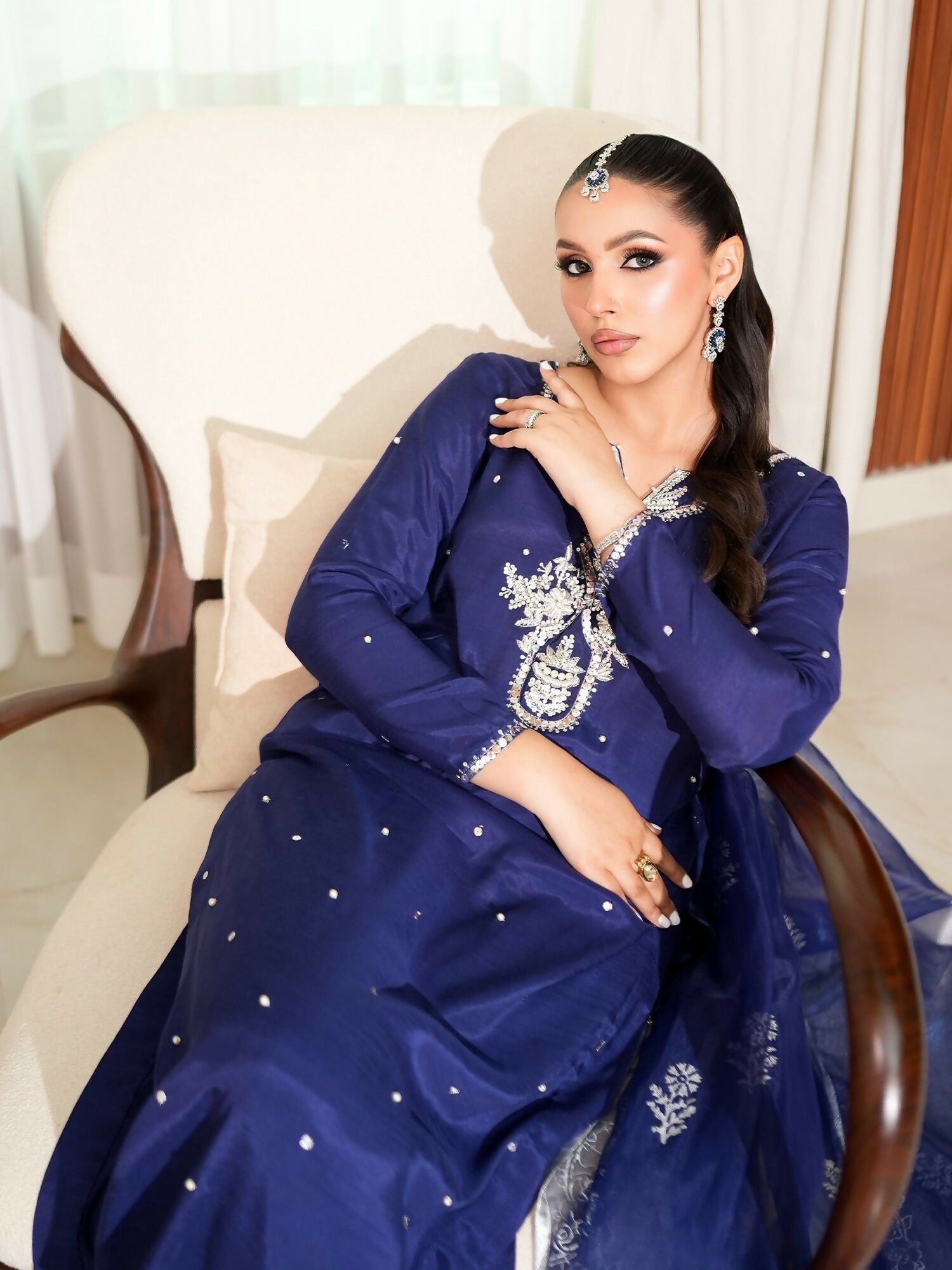 Allure By IH Fashion Calling Raw Silk Embellished Stitched 3-Piece Suit-Alba