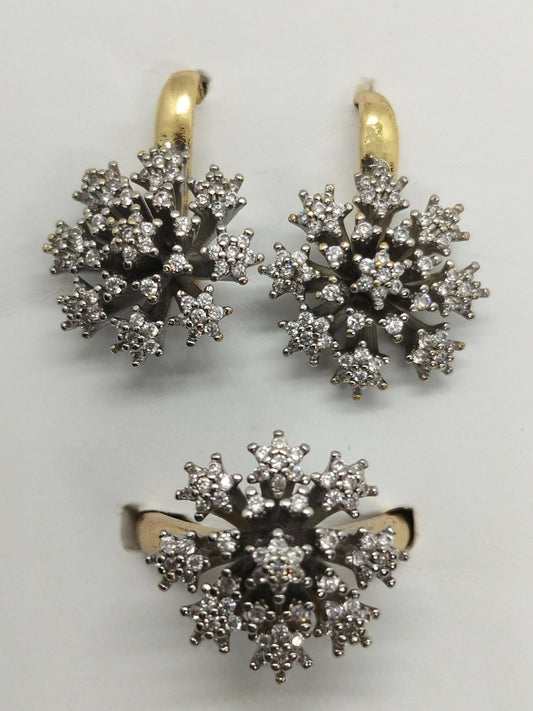 H&A Jewellery Dual Tone Earrings and Ring Set