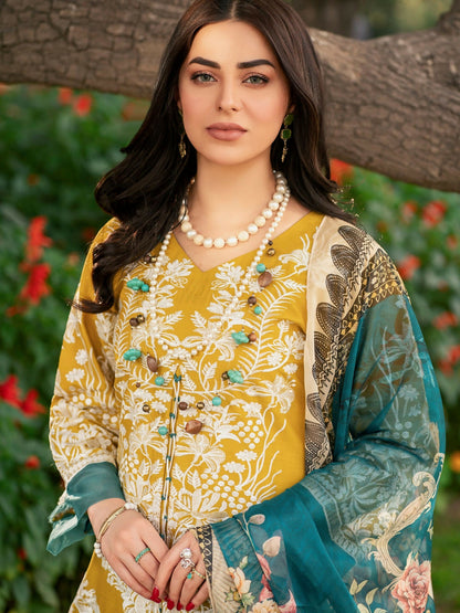 Panache Apparel Lawn Embroidered Stitched 2-Piece Suit-Florid Haven