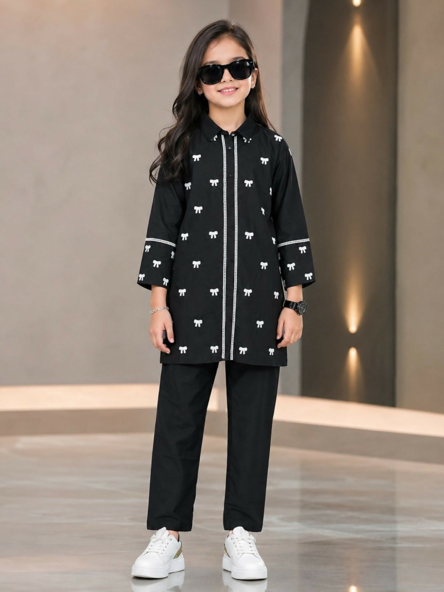 Velvour Girls Cotton Embroidered Co-Ord Set-VG214-A
