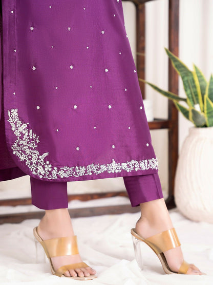 Allure By IH Luxury Pret Raw Silk Embellished Stitched 3-Piece Suit-Shanaya