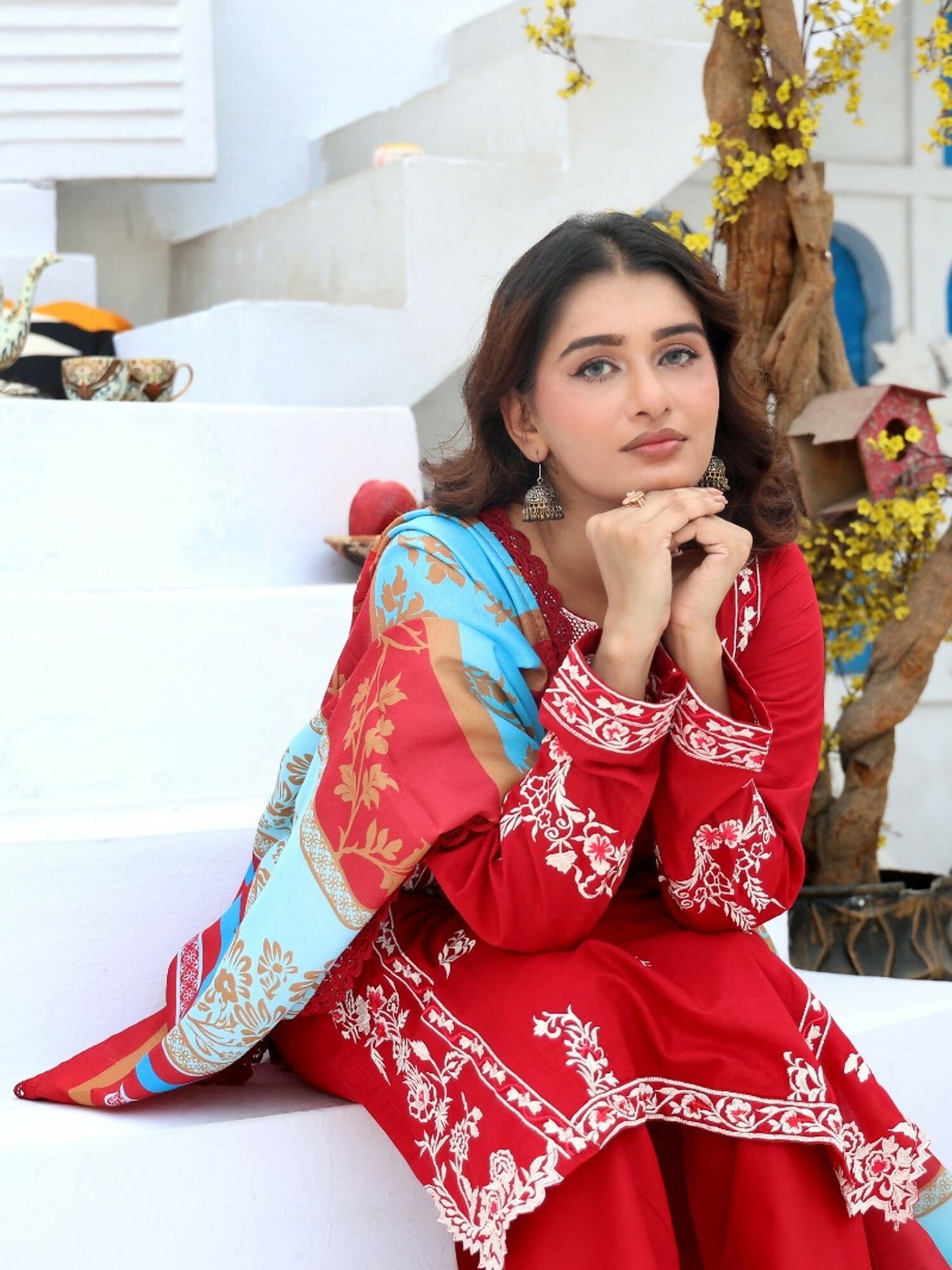 RB Pret & Couture Linen Embroidered Stitched 3-Piece Suit-01