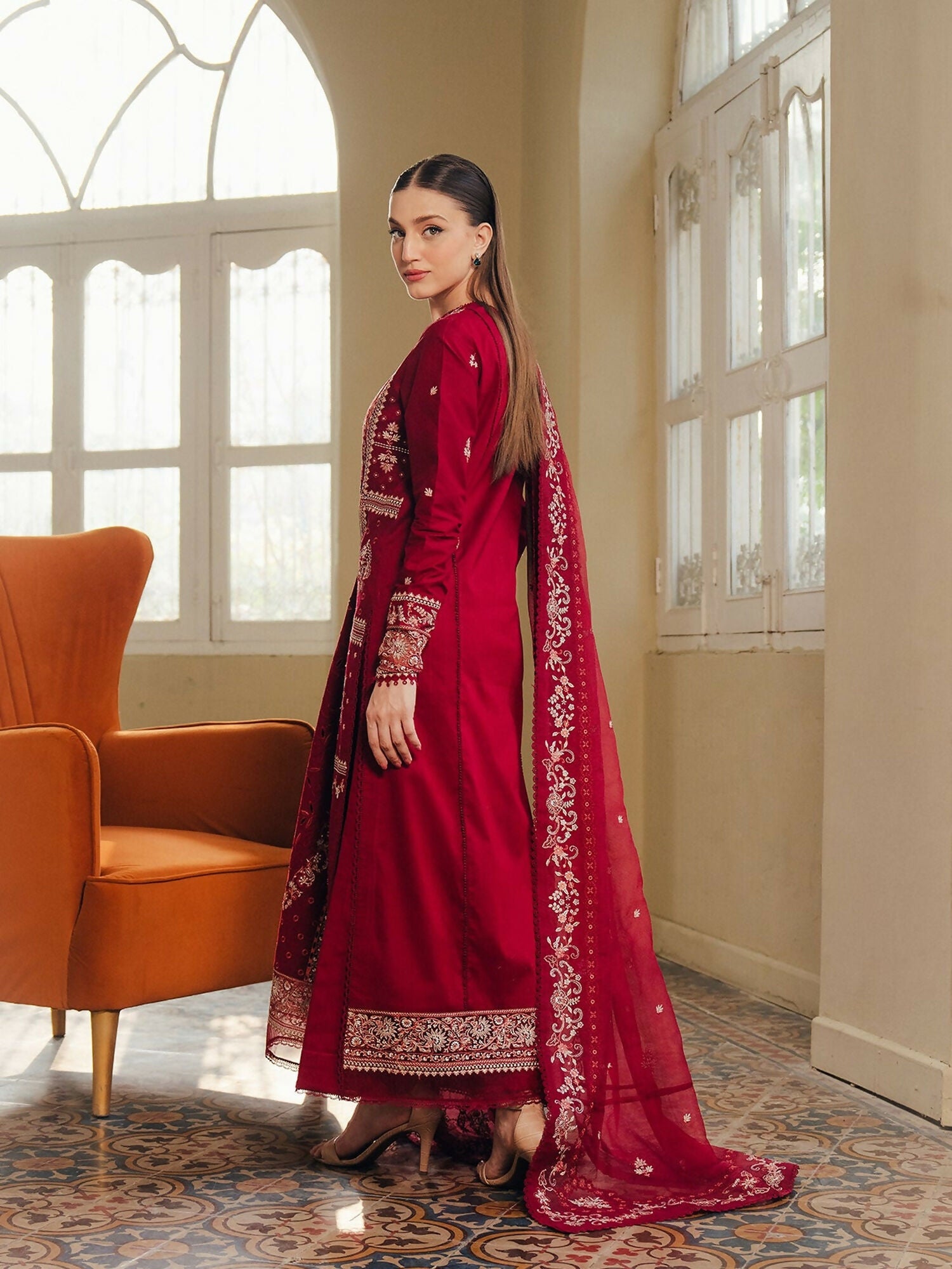 Afrozeh Day Break'26 Lawn Embroidered Unstitched 3-Piece Suit-Sundrown