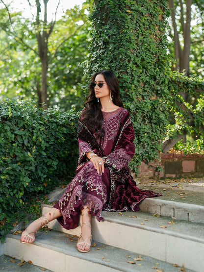 Parishay Panache Winter Corduroy Embroidered Stitched 3-Piece Suit-PNE-07