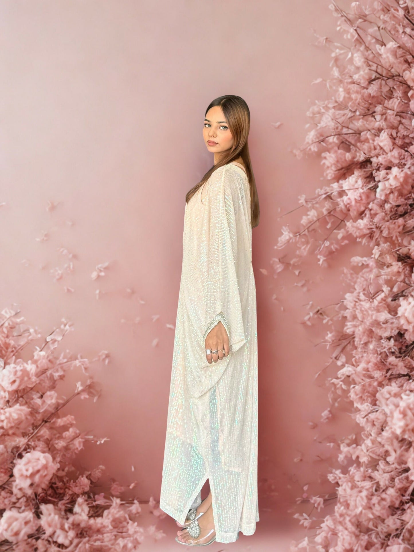 Zubia Motiwalla Net Multi Sequinned Kaftan-ZM320