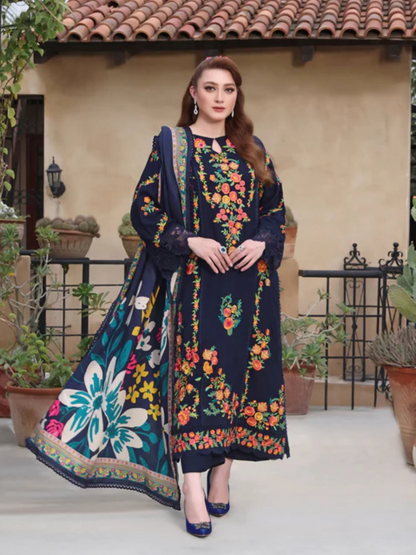 Tawakal Closet Peach Wool Embroidered Stitched 3-Piece Suit-Peach Wool