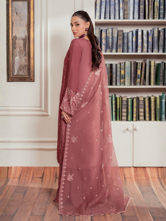 Panache Apparel Viscose Embroidered Stitched 3-Piece Suit-Twilight