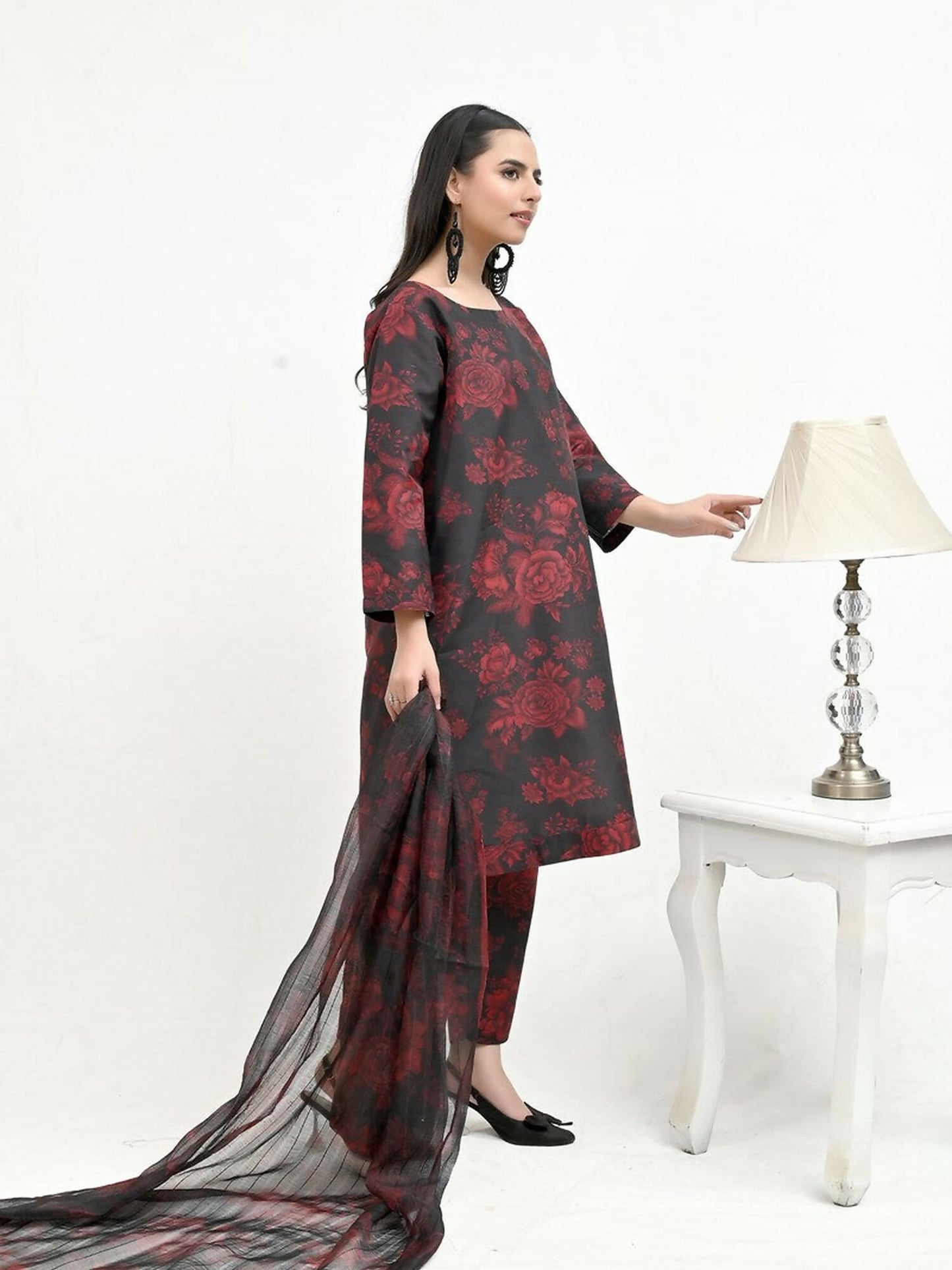 Imran Aftab Valentine's Day Raw Silk Printed Unstitched 3-Piece Suit-IAVD 02