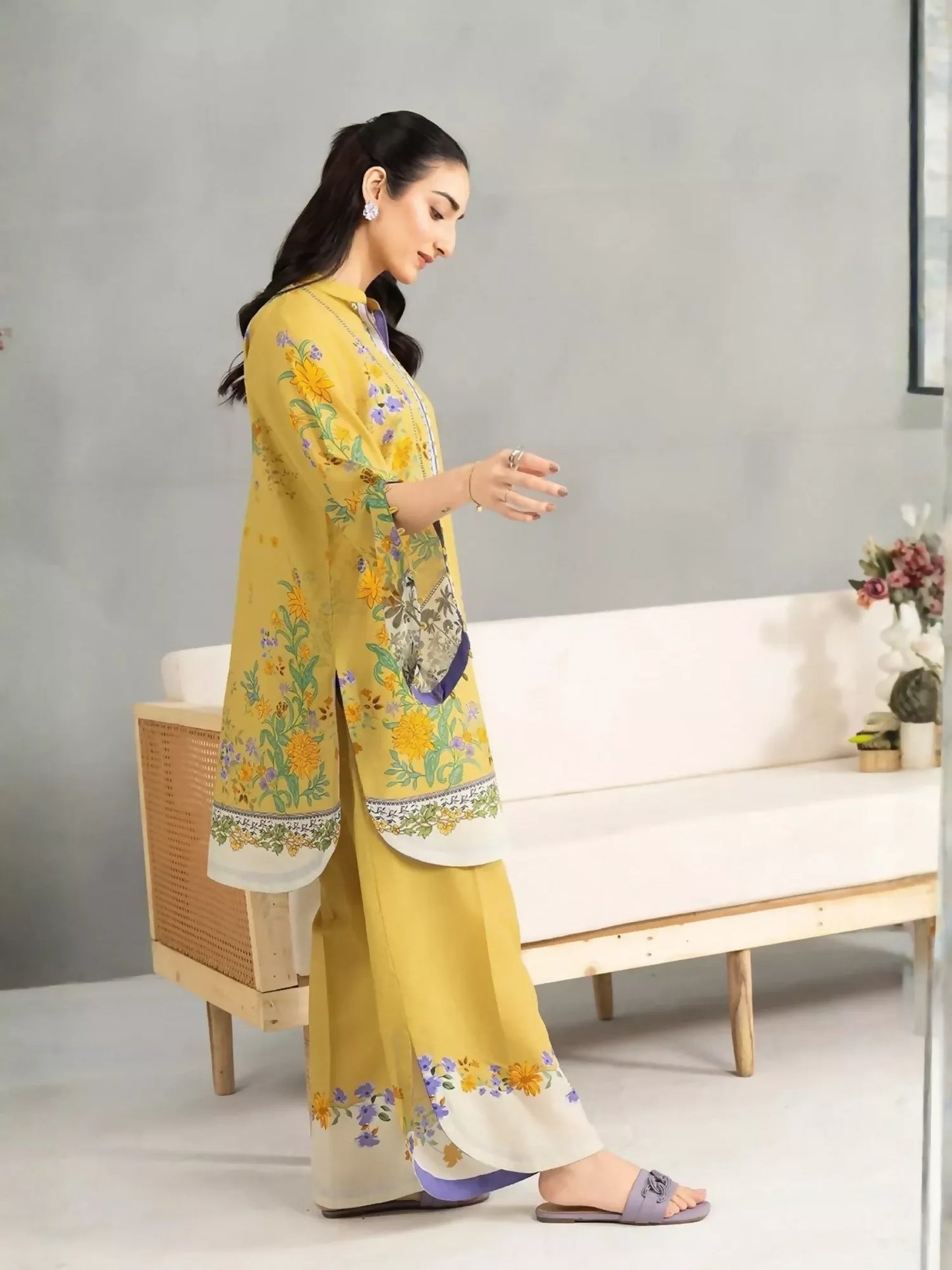 Panache Apparel Dear Summer Silk Lawn Printed Co-Ord Set-Sunpetal