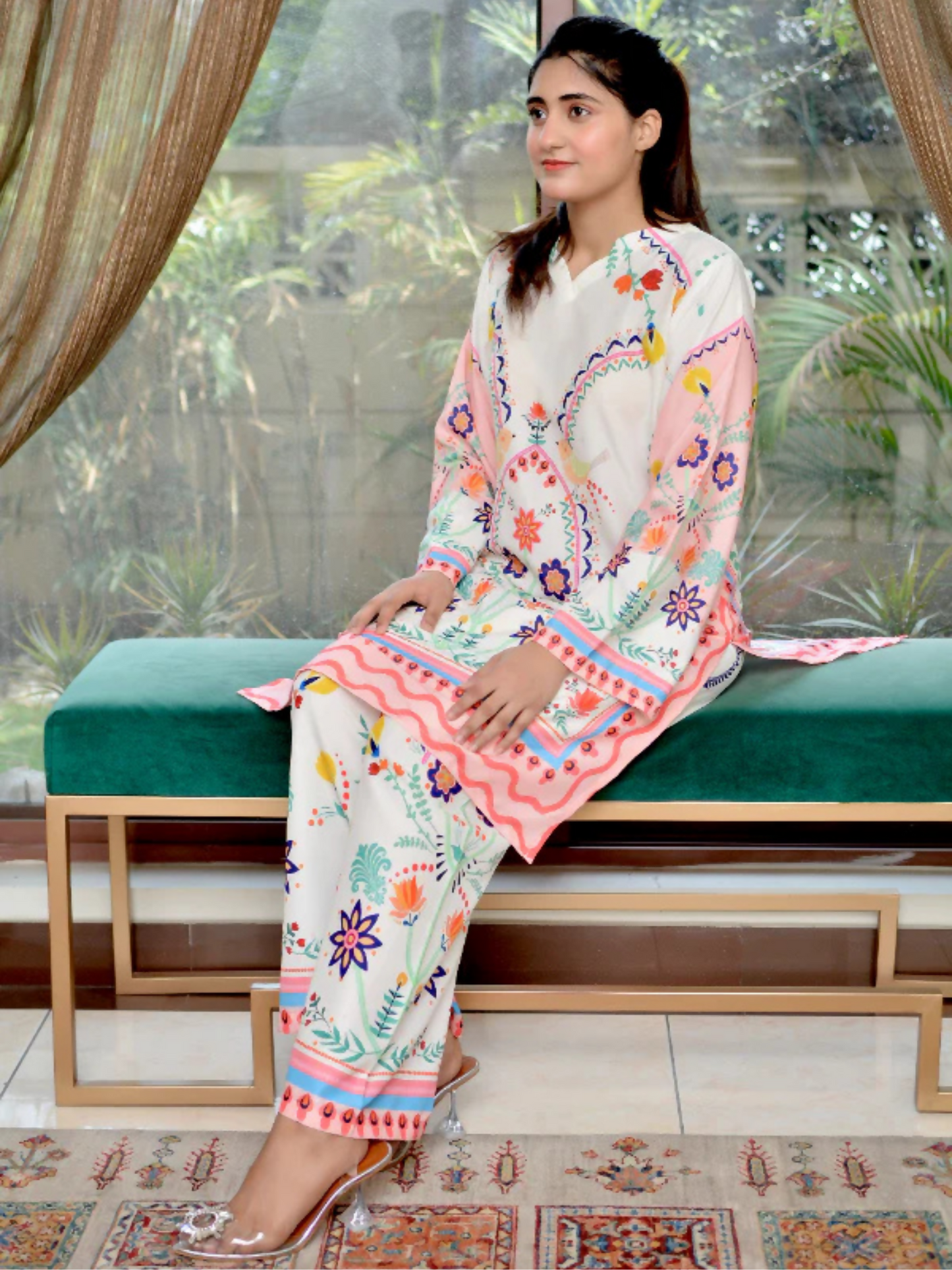 MH Cloth House Poly Lawn Printed Co-Ord Set-Ujala