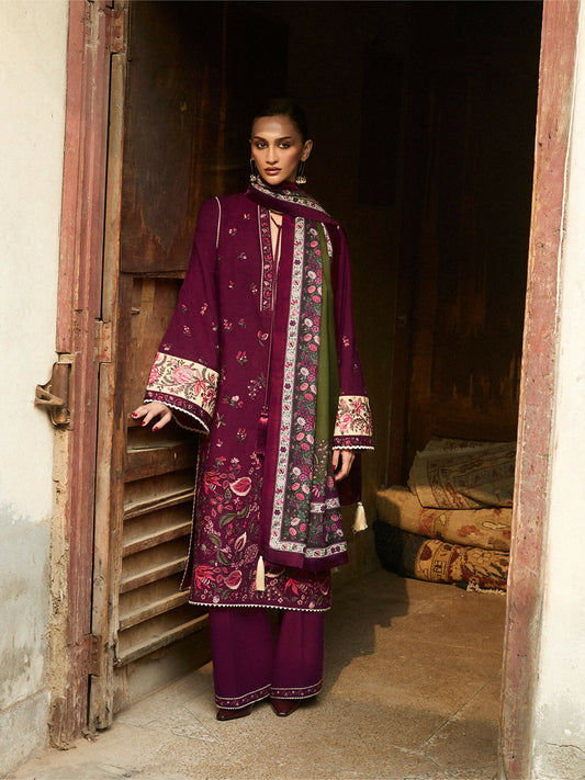 Jugnu by Hussain Rehar Karandi AW 25 - Edit III Embroidered Unstitched 3-Piece Suit-Tiran