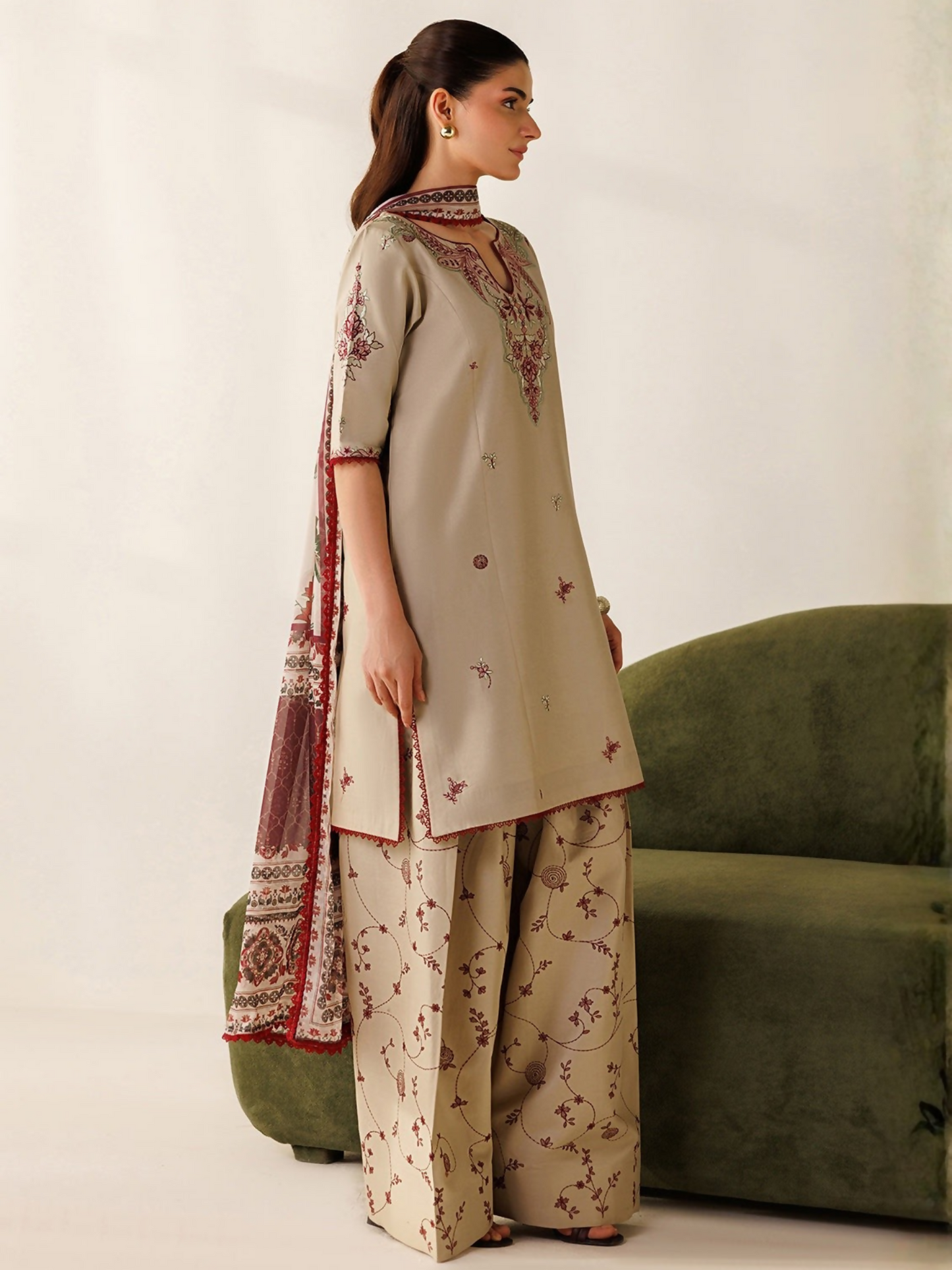 Panache Apparel Mistfall Vol II Cotton Embroidered Stitched Suit-Liora