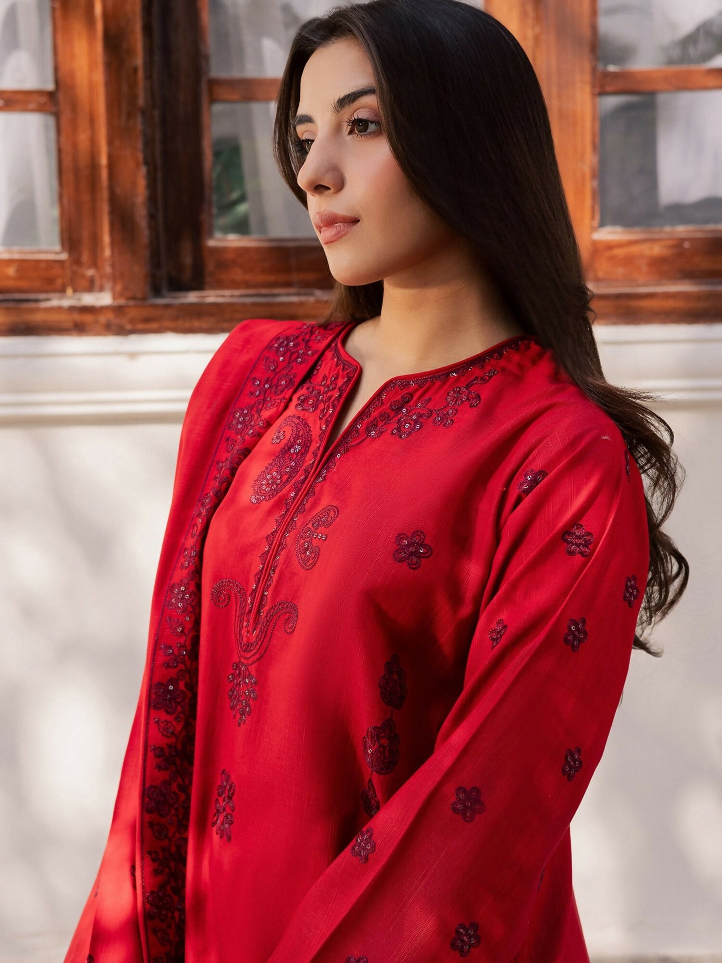 Mannat Clothing Laila Winter Pret '25 Karandi Embroidered Stitched Suit-Lila