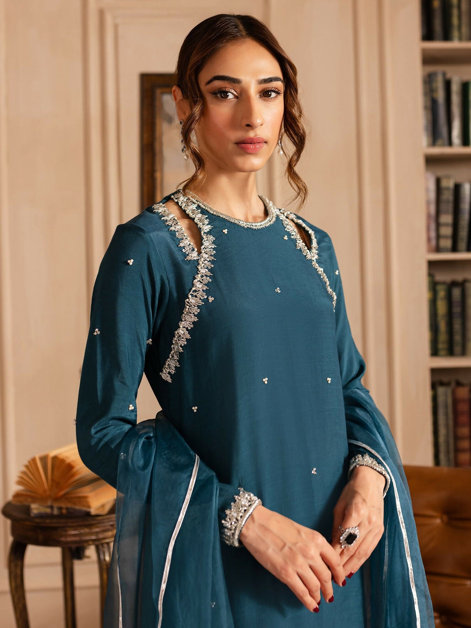 Allure By IH Luxury Pret Raw Silk Embellished Stitched 3-Piece Suit-Lucine