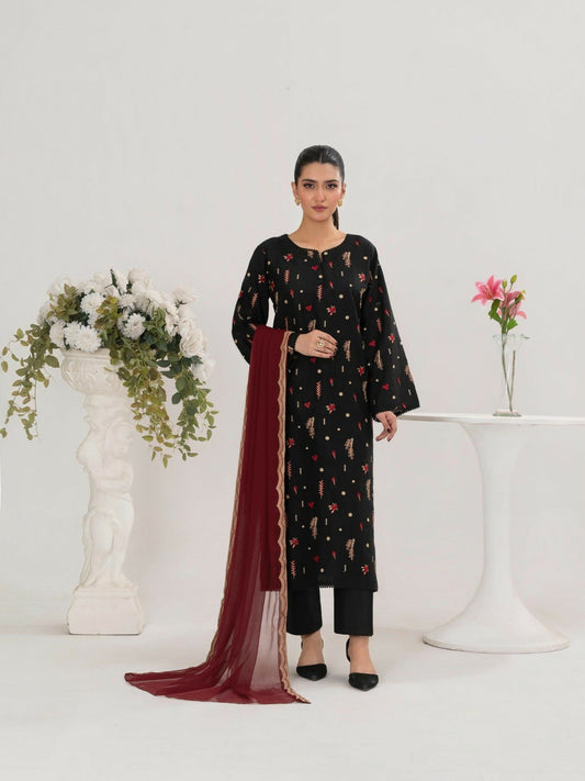 Stylish Collection Serene Summer Cotton Embroidered Stitched 3-Piece Suit–Dream