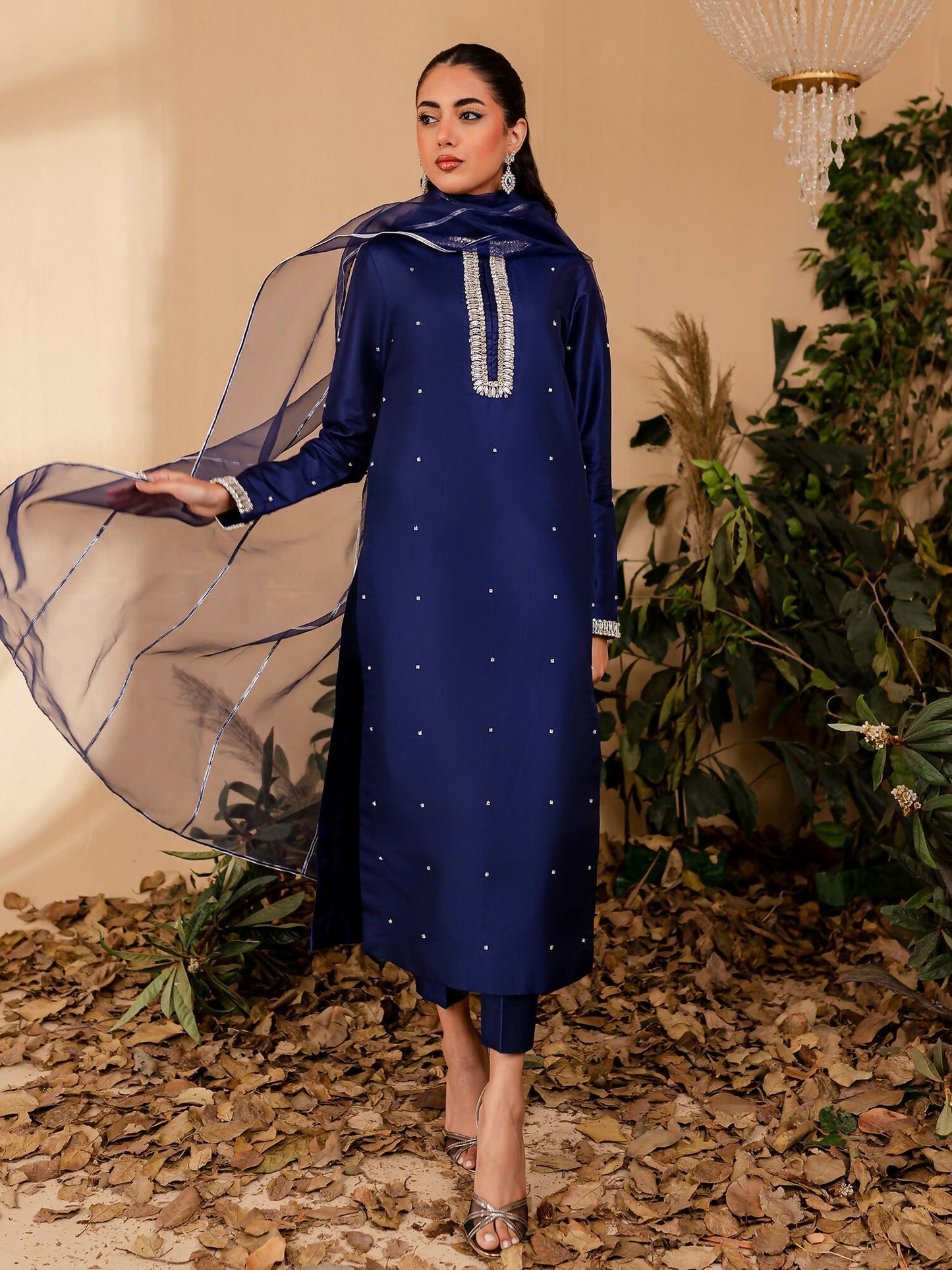Allure By IH Raw Silk Embellished Stitched 3-Piece Suit-Naz