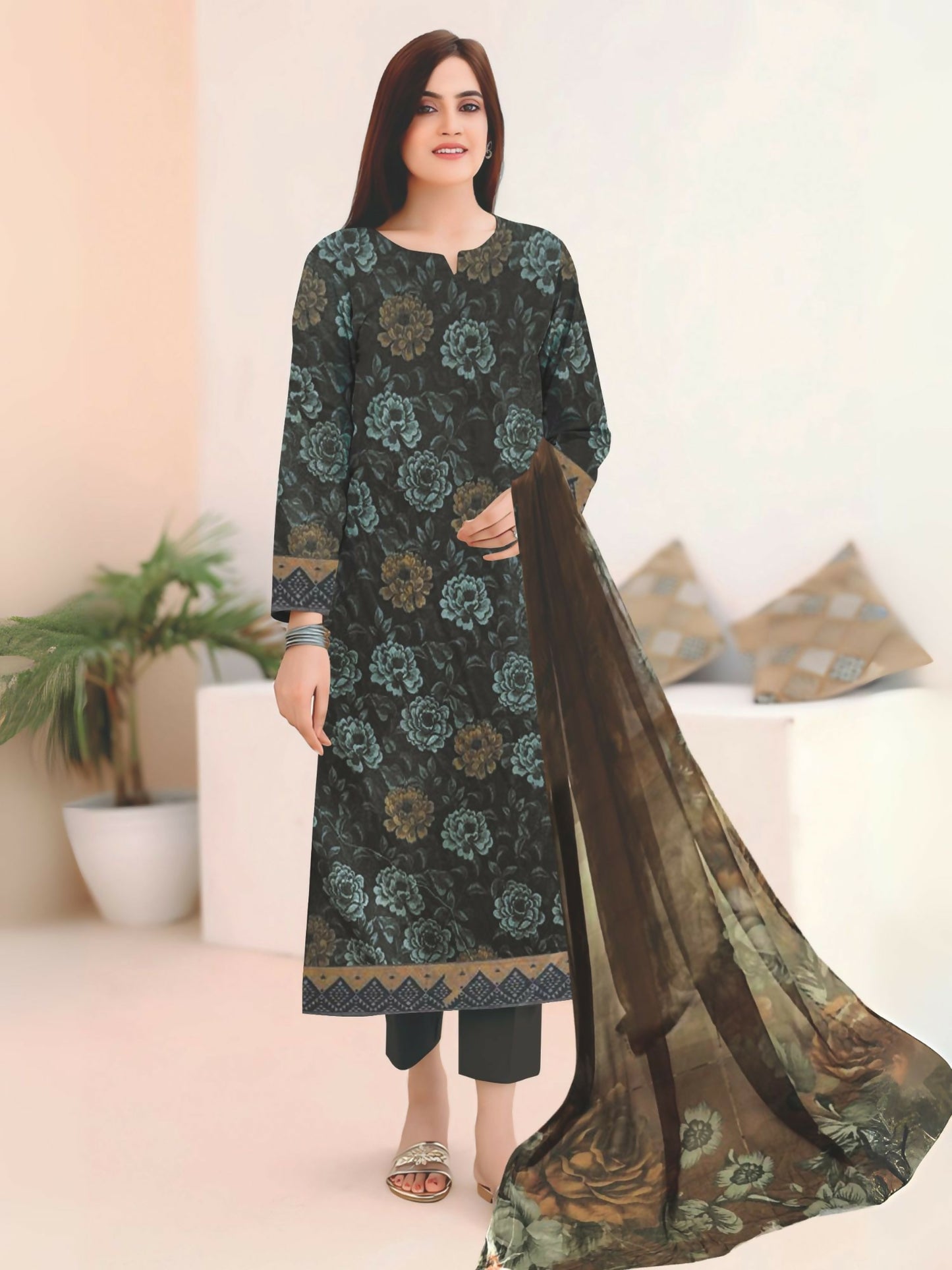 Cross Sketch Lawn Printed Unstitched 2-Piece Suit-Nargis