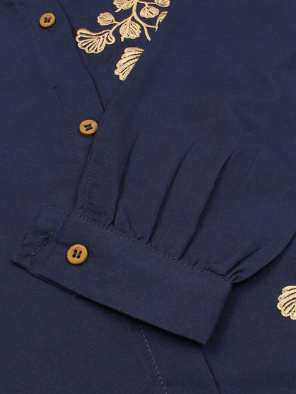 Velvour Girls Cotton Embroidered Stitched Tunic-VG120-B