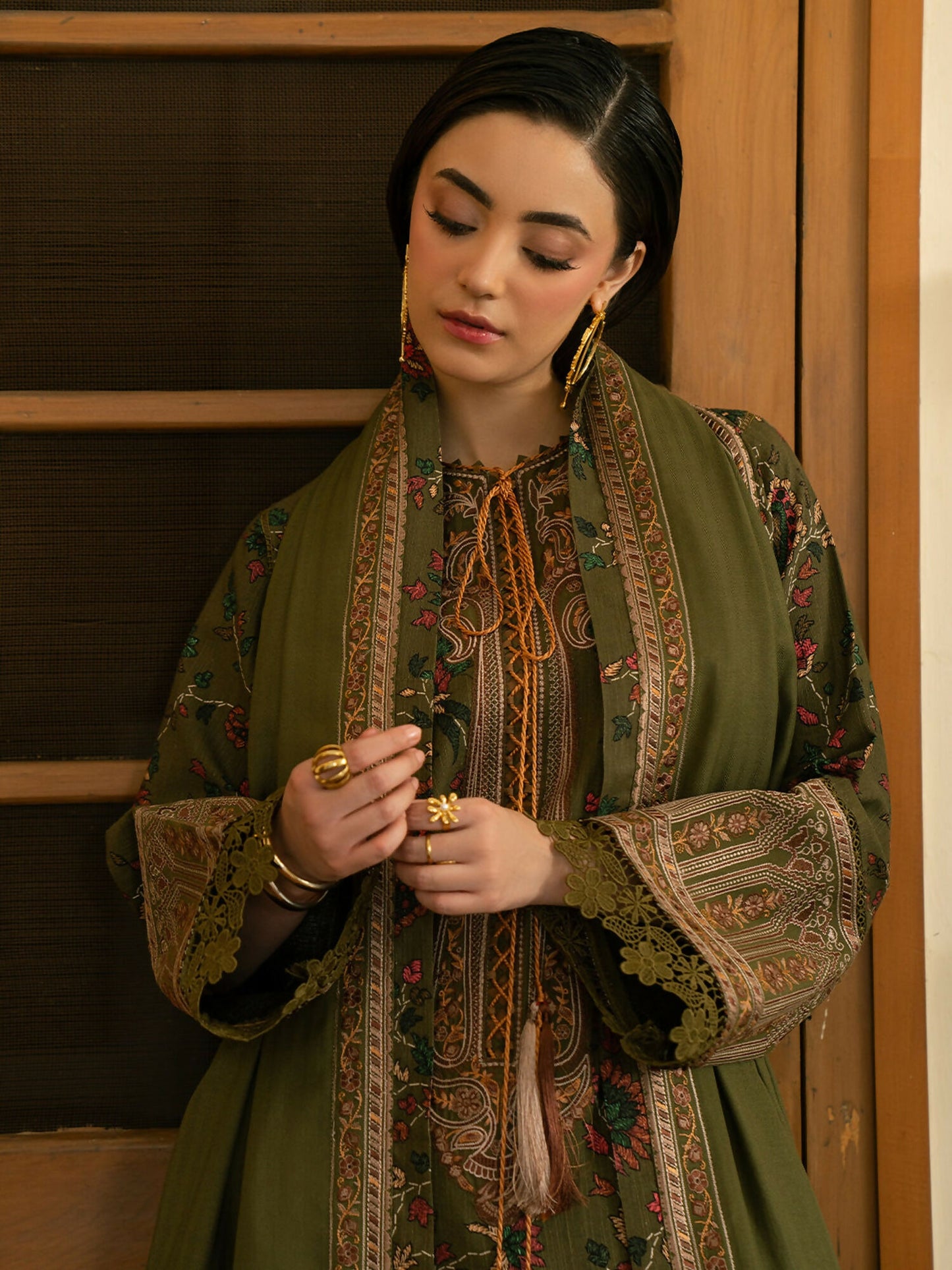 Binilyas Gulrukh Khaddar Embroidered Unstitched 3-Piece Suit-67-B