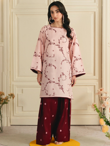 Mannat Clothing Boho Summer'26 Cotton Embroidered Stitched Suit-Soft Vine