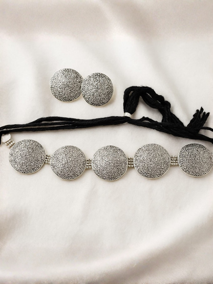 Durwaj's Handcrafted Oxidized Silver Set-DW-016