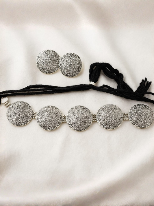 Durwaj's Handcrafted Oxidized Silver Set-DW-016