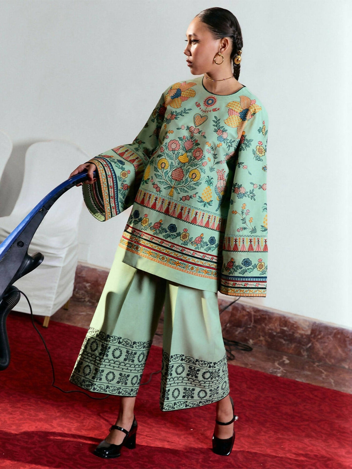 Jugnu by Hussain Rehar Summer Pret'25 Edit III Cotton Embroidered 2-Piece Suit-Dina