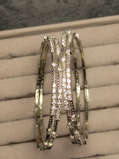 H&A Jewellery One Carat Silver Plated Bangles