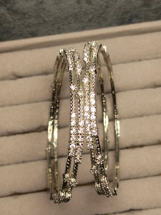 H&A Jewellery One Carat Silver Plated Bangles