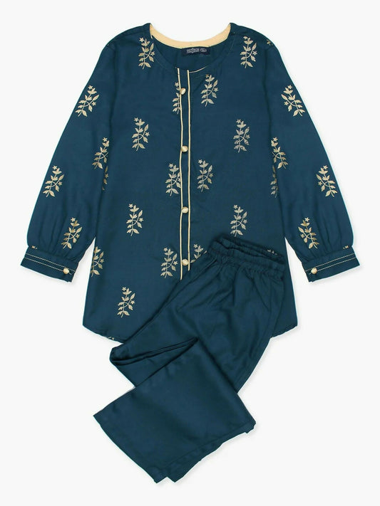 Velvour Girls Viscose Printed Co-ord Set-VG111-A
