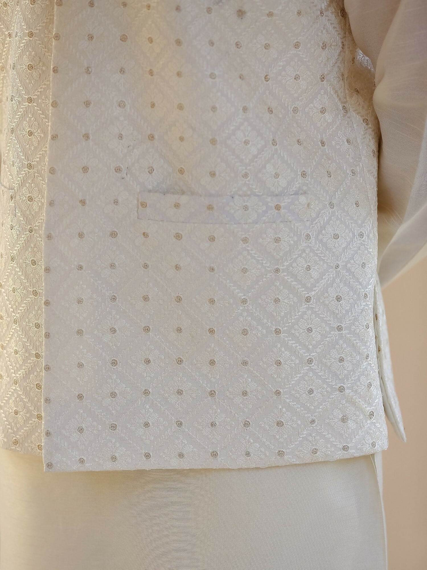 Gem Garments Afsanah Raw Silk Embroidered Waistcoat-Munzir