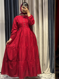 Kachy Dhaagy Cotton Tiered Maxi-Mehroon