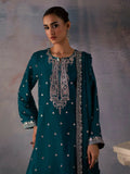 Allure By IH Be-My-Guest Thai Silk Embroidered Stitched 3-Piece Suit-Pine