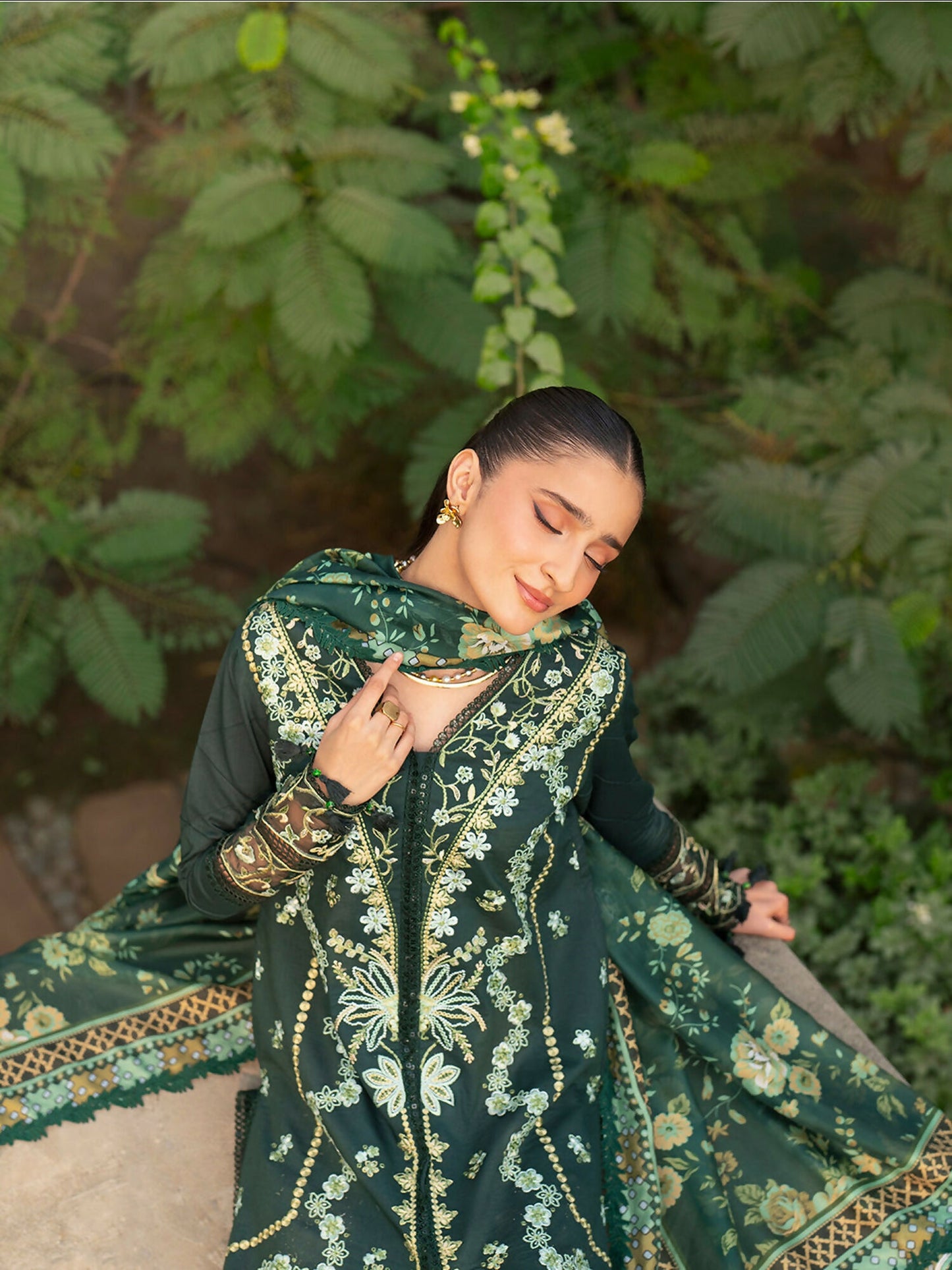 Mahnur Angan Lawn'26 Embroidered Stitched 3-Piece Suit-AN-010