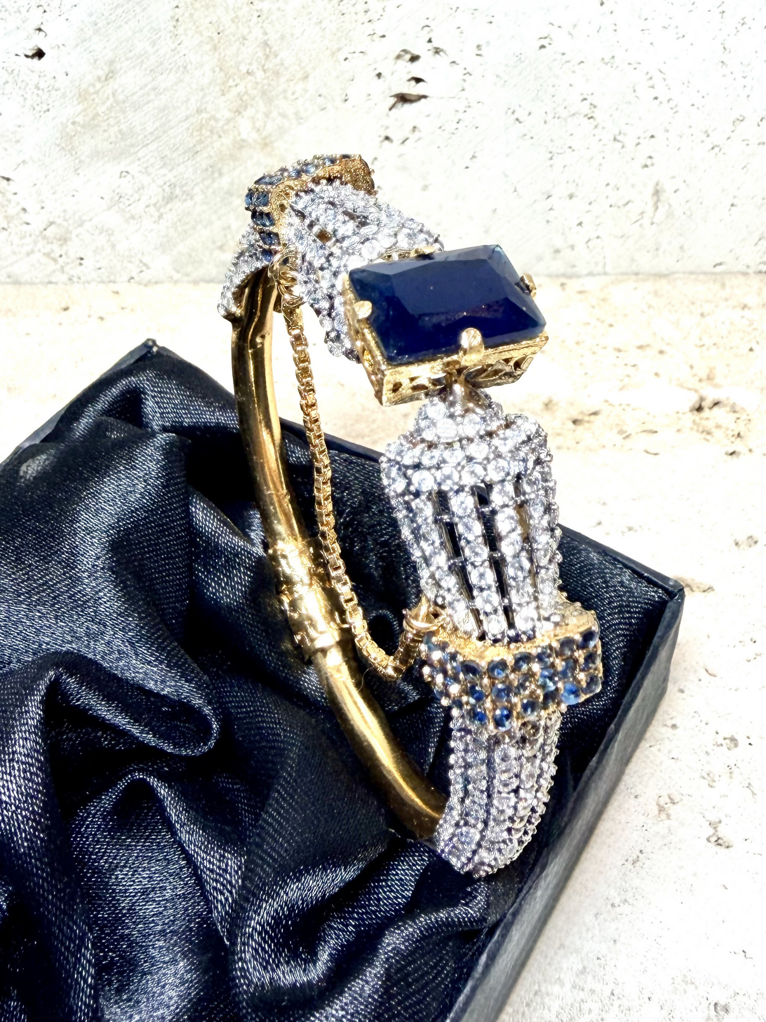 Orya Jewellery Sapphire Blue White Zircon Bangle