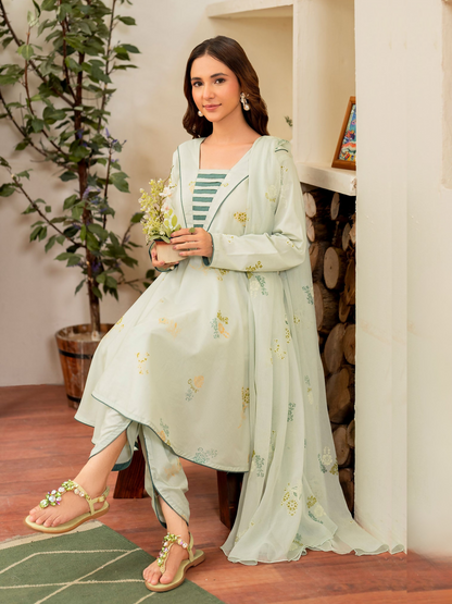 Panache Apparel Lawn Printed Stitched 3-Piece Suit-Denali