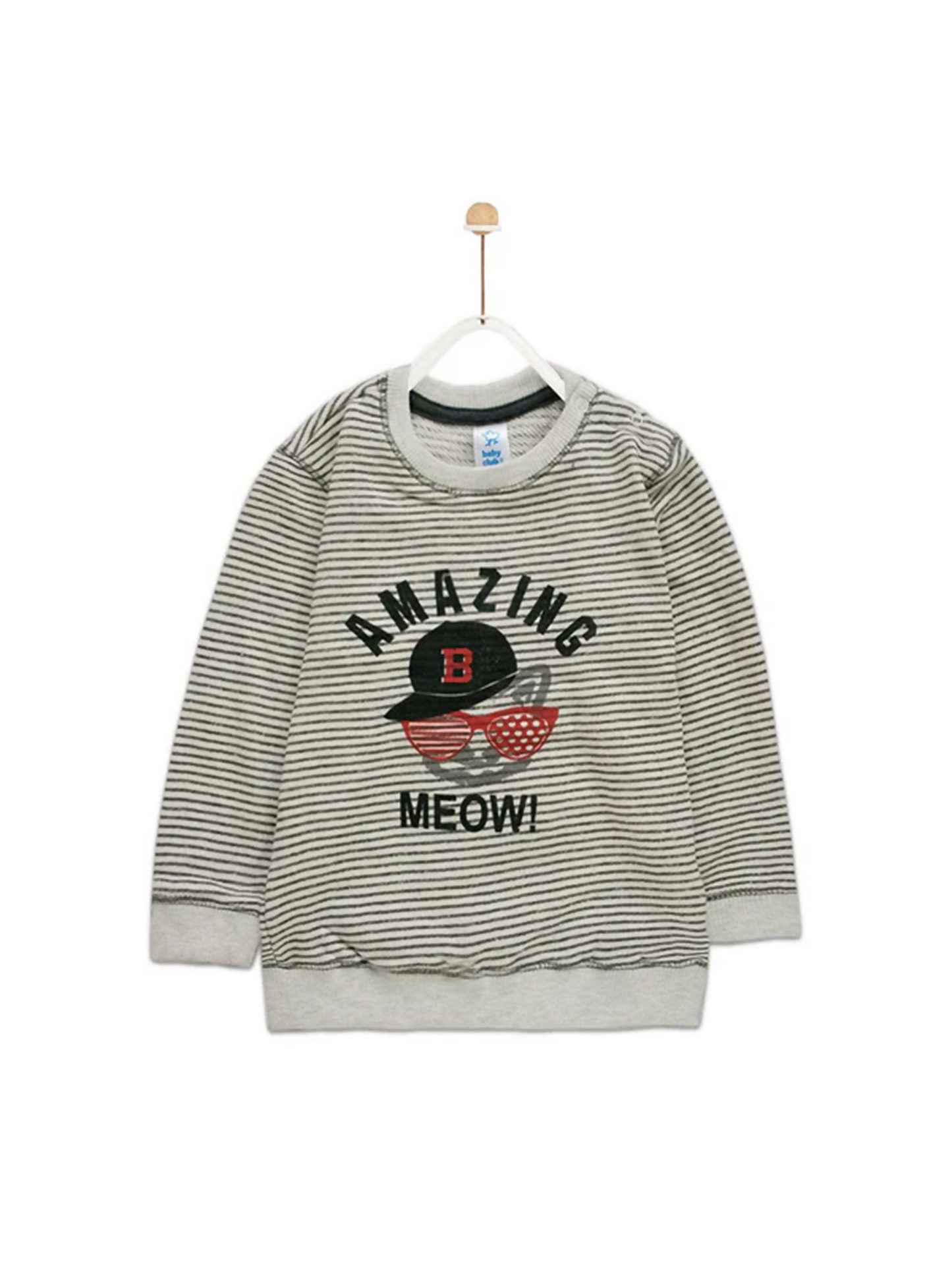 Funky Printed Baby Club Amazing Meow Striped Sweat Shirt-9081