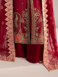 Shurooq Echoes In Bloom Raw Silk Embellished Stitched 3-Piece Suit-Scarlet Reverie