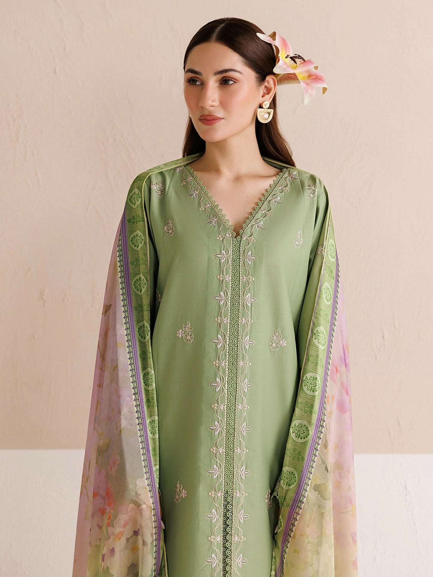 Panache Apparel Mistfall Vol II Cotton Embroidered Stitched Suit-Caelis