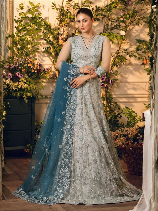 Hemstitch Net Embroidered Stitched Lehnga-Lenora